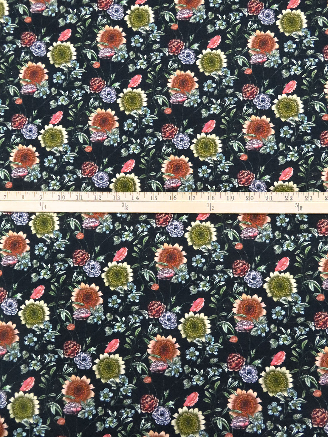 Dark Gunmetal Gray/Fern Green/Apricot/Multi Modal/Lycra Mixed Floral Print Jersey Knit 52W