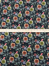 Dark Gunmetal Gray/Fern Green/Apricot/Multi Modal/Lycra Mixed Floral Print Jersey Knit 52W