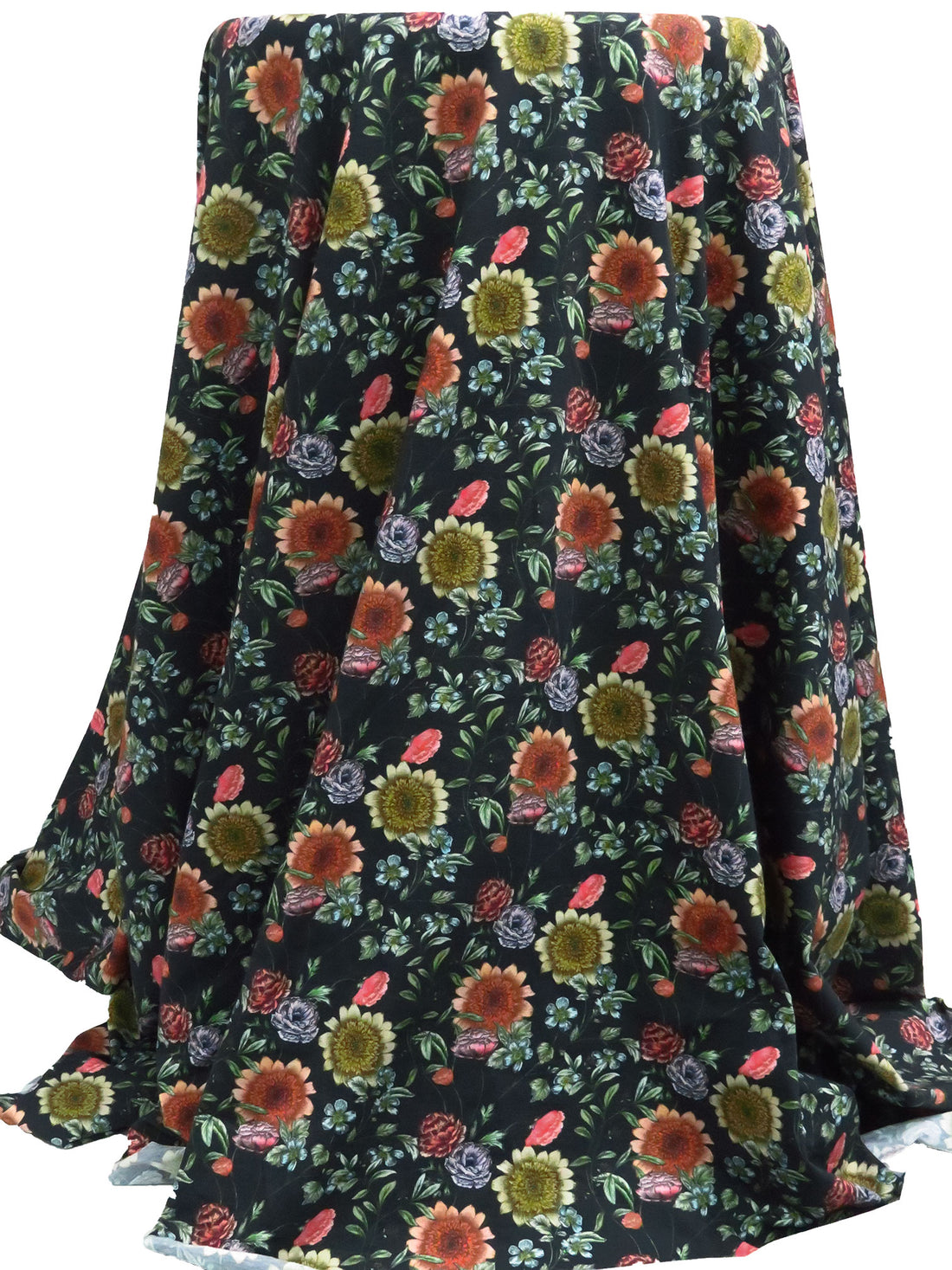 Dark Gunmetal Gray/Fern Green/Apricot/Multi Modal/Lycra Mixed Floral Print Jersey Knit 52W