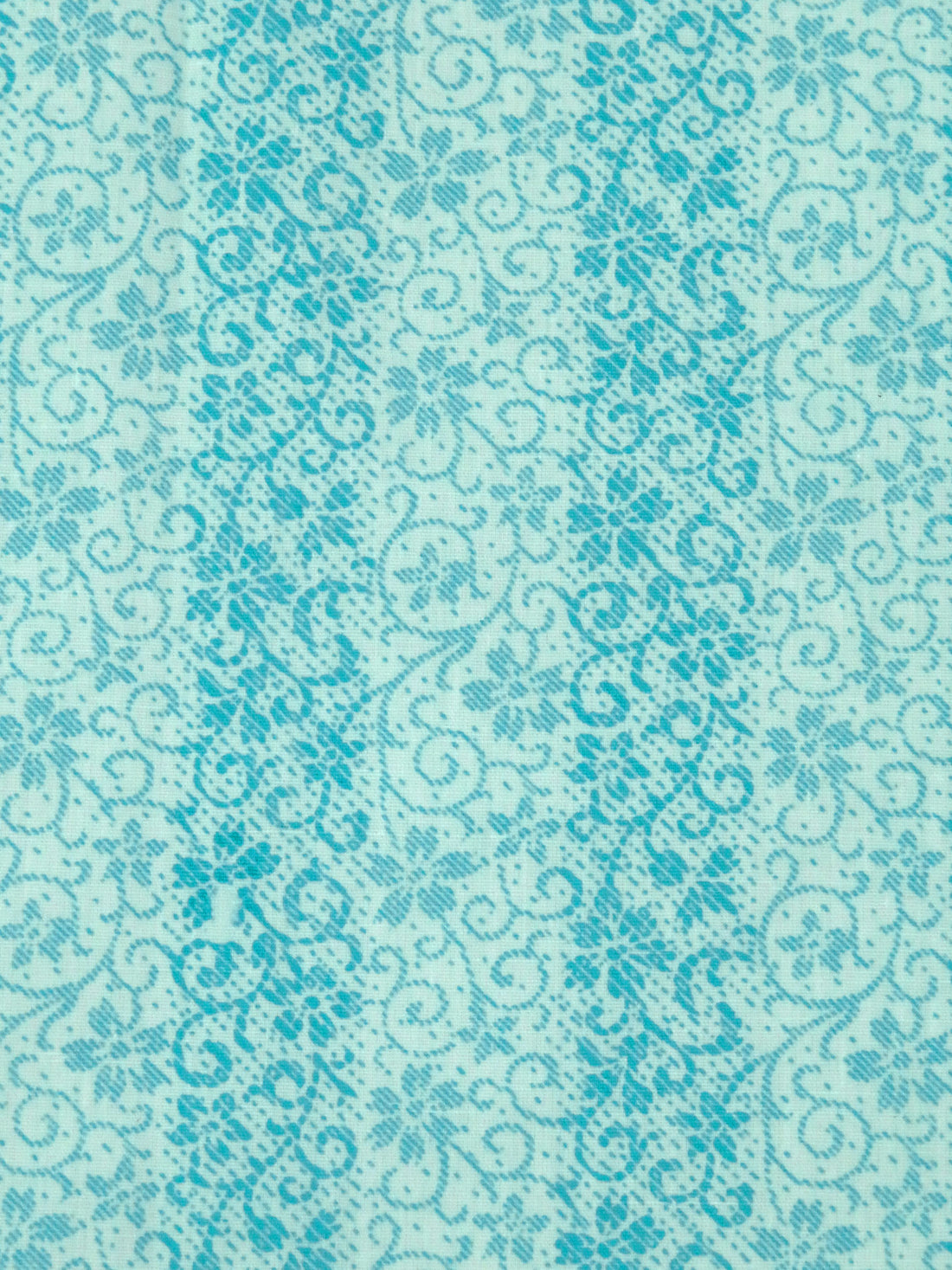 Pale Robins Egg Blue/Mid Aqua Polyester/Cotton Floral Vertical Stripe Print Broadcloth 60W