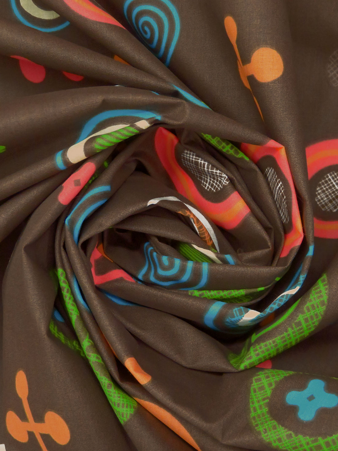 Lychee/Bondi Blue/Pumpkin/Multi Polyester/Cotton Abstract Floral & Shape Print Broadcloth 58W