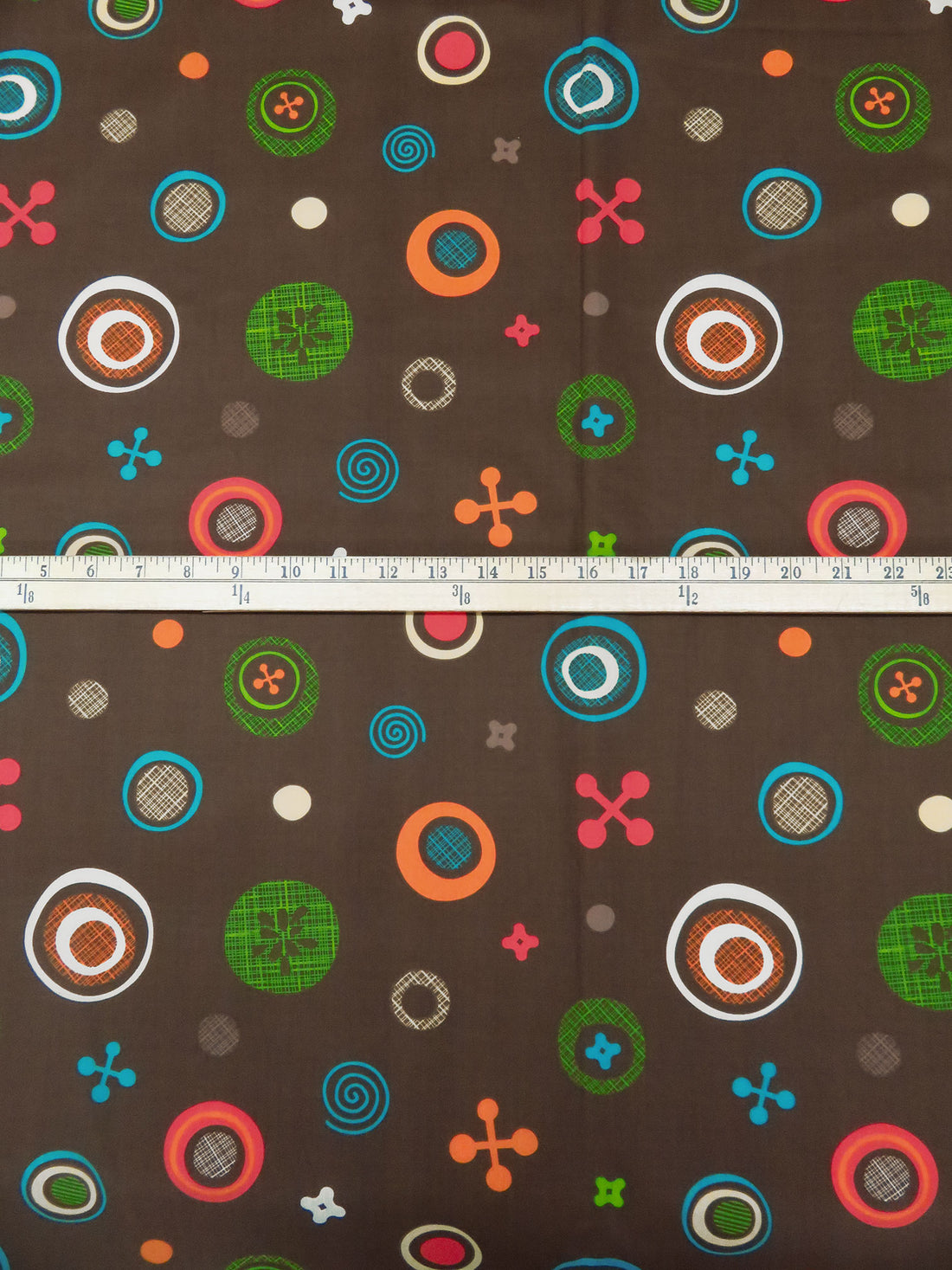 Lychee/Bondi Blue/Pumpkin/Multi Polyester/Cotton Abstract Floral & Shape Print Broadcloth 58W