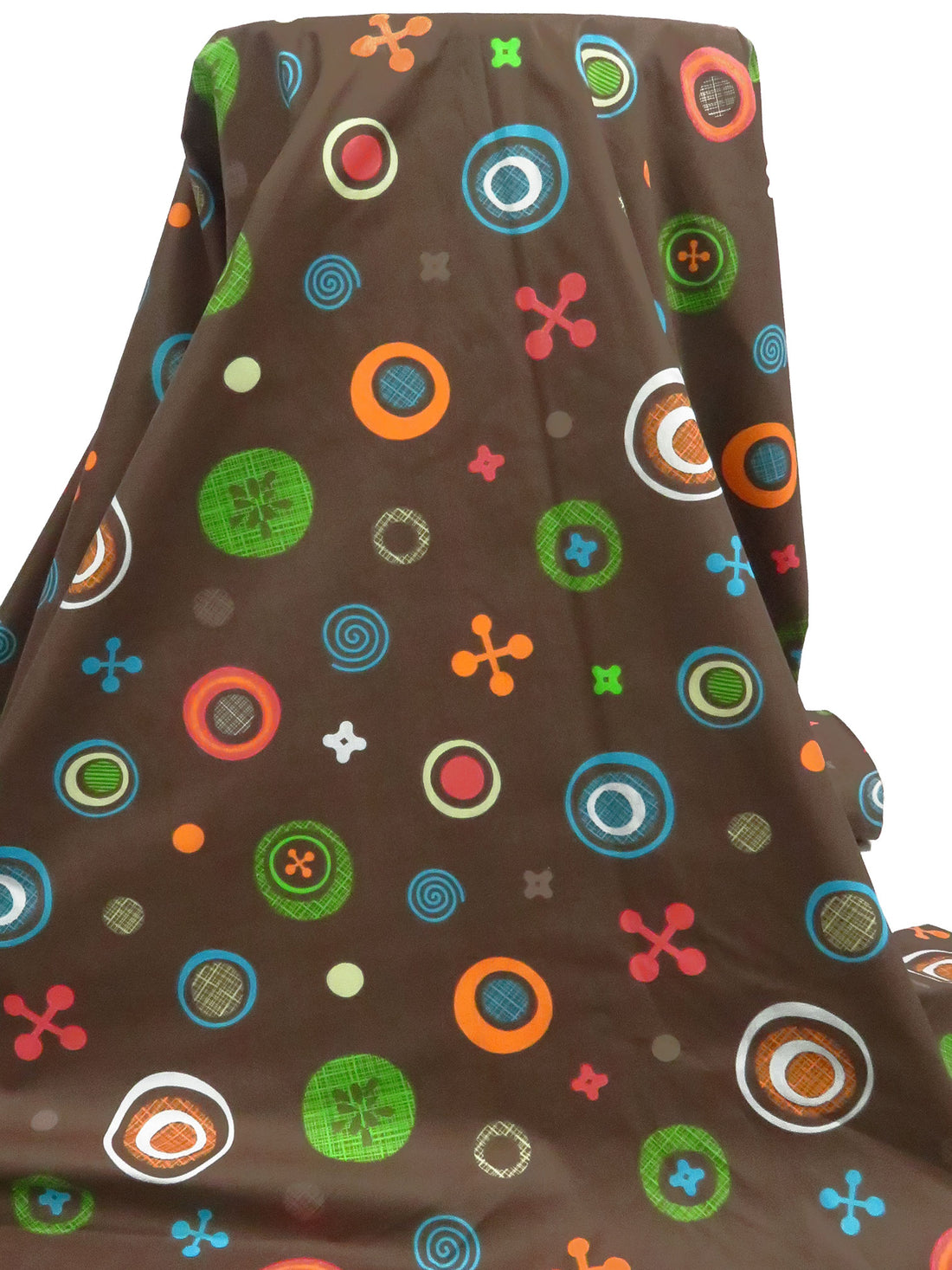 Lychee/Bondi Blue/Pumpkin/Multi Polyester/Cotton Abstract Floral & Shape Print Broadcloth 58W