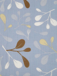 Light Blue Yonder/Khaki/White/Multi Polyester/Cotton Leaf Branch Print Broadcloth 54W