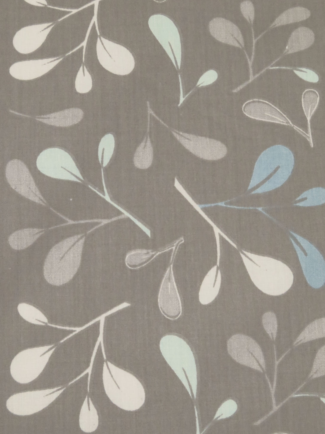 Mud Gray/Pewter Blue/Jet Stream/Multi Polyester/Cotton Leaf Branch Print Broadcloth 52W