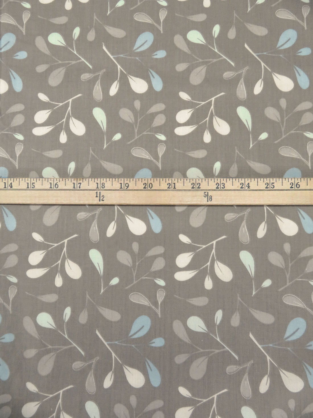 Mud Gray/Pewter Blue/Jet Stream/Multi Polyester/Cotton Leaf Branch Print Broadcloth 52W
