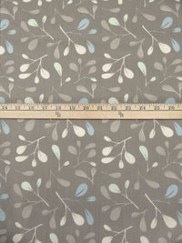 Mud Gray/Pewter Blue/Jet Stream/Multi Polyester/Cotton Leaf Branch Print Broadcloth 52W