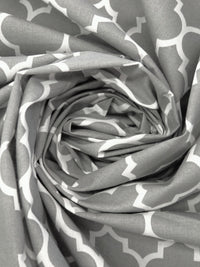 Medium Gray/White Polyester/Cotton Ogee Print Broadcloth 58W