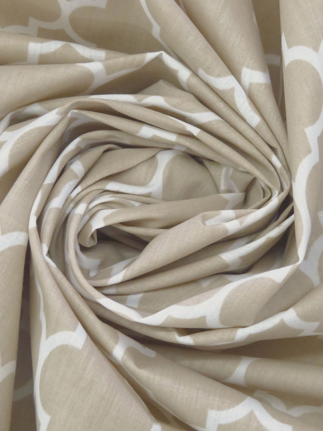 Tan/White Polyester/Cotton Ogee Print Broadcloth 58W