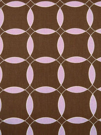 Van Dyke Brown/White/Pink Thistle Polyester/Cotton Geometric Tile Print Broadcloth 60W
