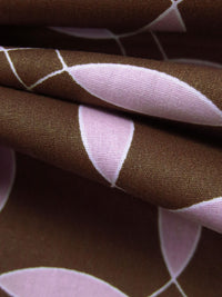 Van Dyke Brown/White/Pink Thistle Polyester/Cotton Geometric Tile Print Broadcloth 60W