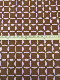 Van Dyke Brown/White/Pink Thistle Polyester/Cotton Geometric Tile Print Broadcloth 60W