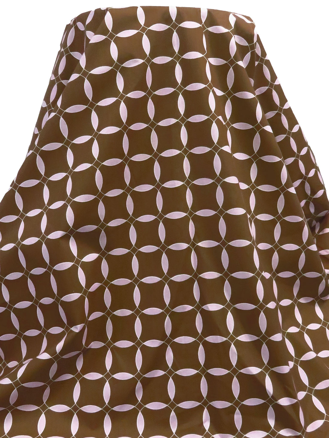 Van Dyke Brown/White/Pink Thistle Polyester/Cotton Geometric Tile Print Broadcloth 60W