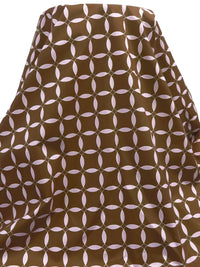Van Dyke Brown/White/Pink Thistle Polyester/Cotton Geometric Tile Print Broadcloth 60W