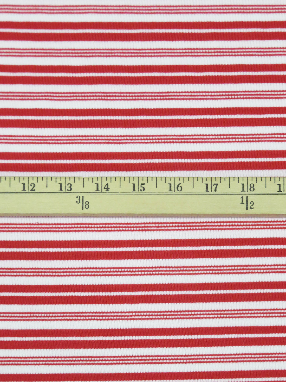 Candy Red/White Cotton/Polyester Horizontal Multi Stripe Weave Jersey Knit 58W