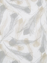 White/Light Bamboo/Silver Polyester/Cotton Feather Print Broadcloth 58W