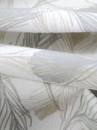White/Light Bamboo/Silver Polyester/Cotton Feather Print Broadcloth 58W
