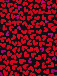 Black/Chili Red/Jazzberry Modal/Lycra Hearts Print Jersey Knit 56W