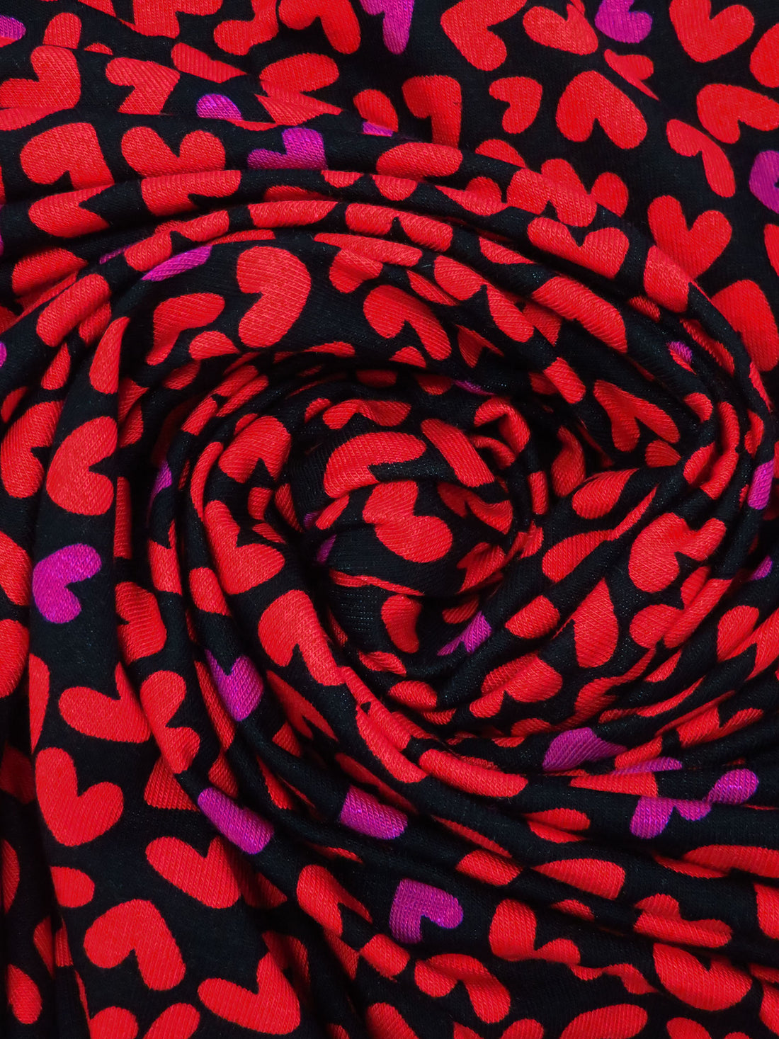 Black/Chili Red/Jazzberry Modal/Lycra Hearts Print Jersey Knit 56W