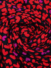 Black/Chili Red/Jazzberry Modal/Lycra Hearts Print Jersey Knit 56W