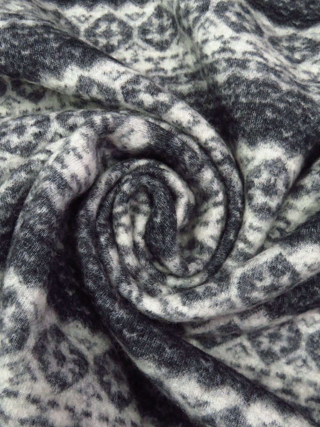 Charcoal/Off-White 100% Wool Horizontal Fair Isle Stripe Weave Heavy Sweater Knit 50W