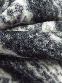 Charcoal/Off-White 100% Wool Horizontal Fair Isle Stripe Weave Heavy Sweater Knit 50W