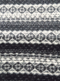 Charcoal/Off-White 100% Wool Horizontal Fair Isle Stripe Weave Heavy Sweater Knit 50W