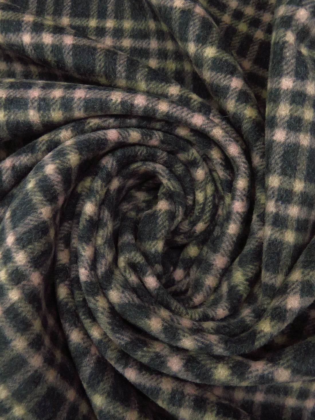 Charcoal/Dark Tan/Muddy Puce 100% Wool Plaid Weave Flannel Coating 58W