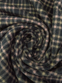 Charcoal/Dark Tan/Muddy Puce 100% Wool Plaid Weave Flannel Coating 58W