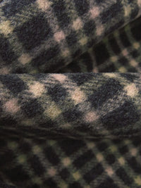 Charcoal/Dark Tan/Muddy Puce 100% Wool Plaid Weave Flannel Coating 58W