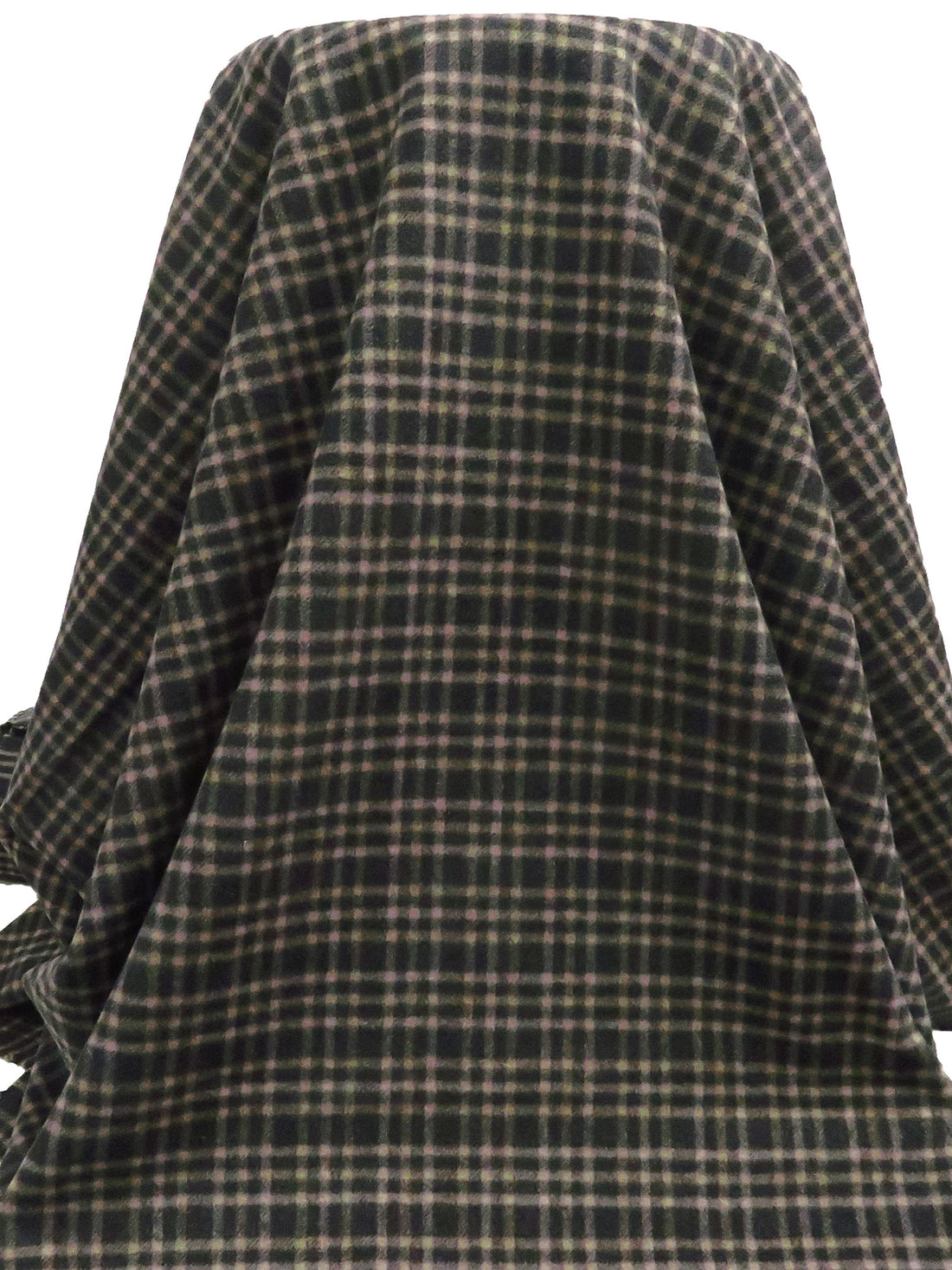 Charcoal/Dark Tan/Muddy Puce 100% Wool Plaid Weave Flannel Coating 58W