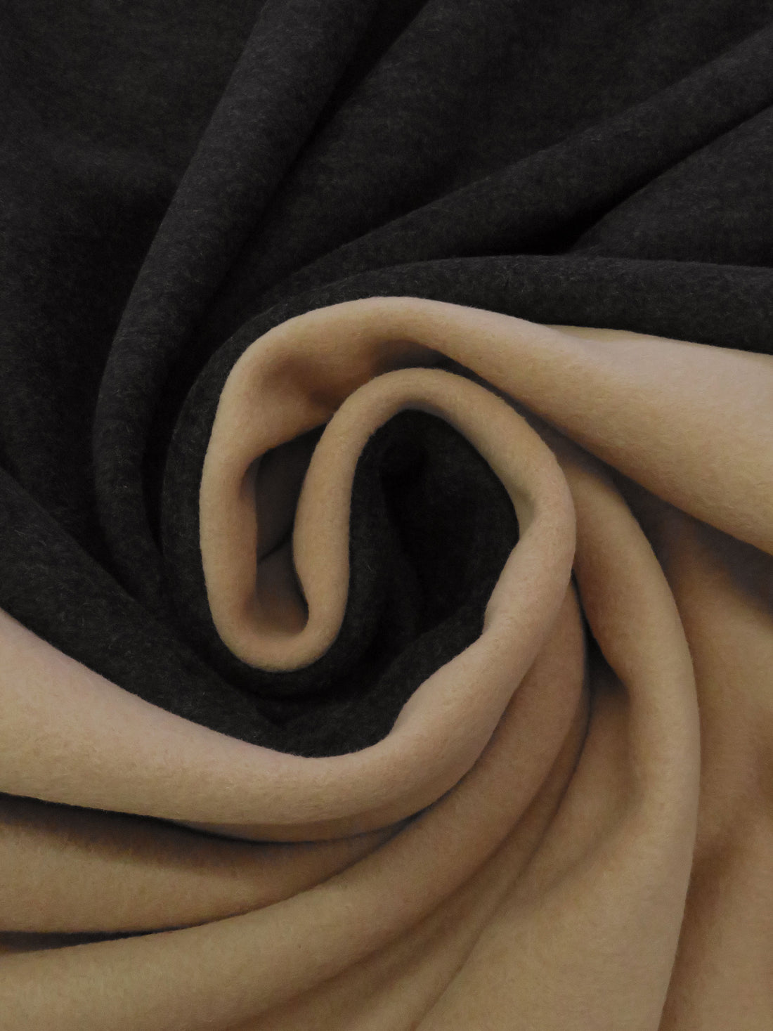 Dark Charcoal/Camel Wool/Polyester Double-Faced Coating 60W
