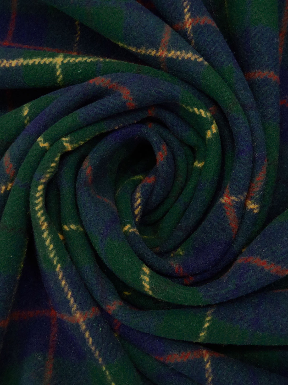 Very Dark Green/Midnight Blue/Dark Goldenrod/Multi 100% Wool Tartan Plain Weave Coating 58W