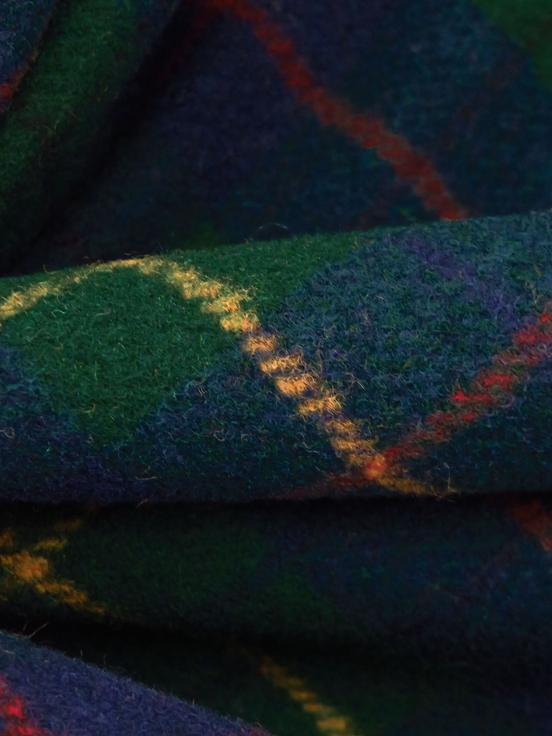 Very Dark Green/Midnight Blue/Dark Goldenrod/Multi 100% Wool Tartan Plain Weave Coating 58W