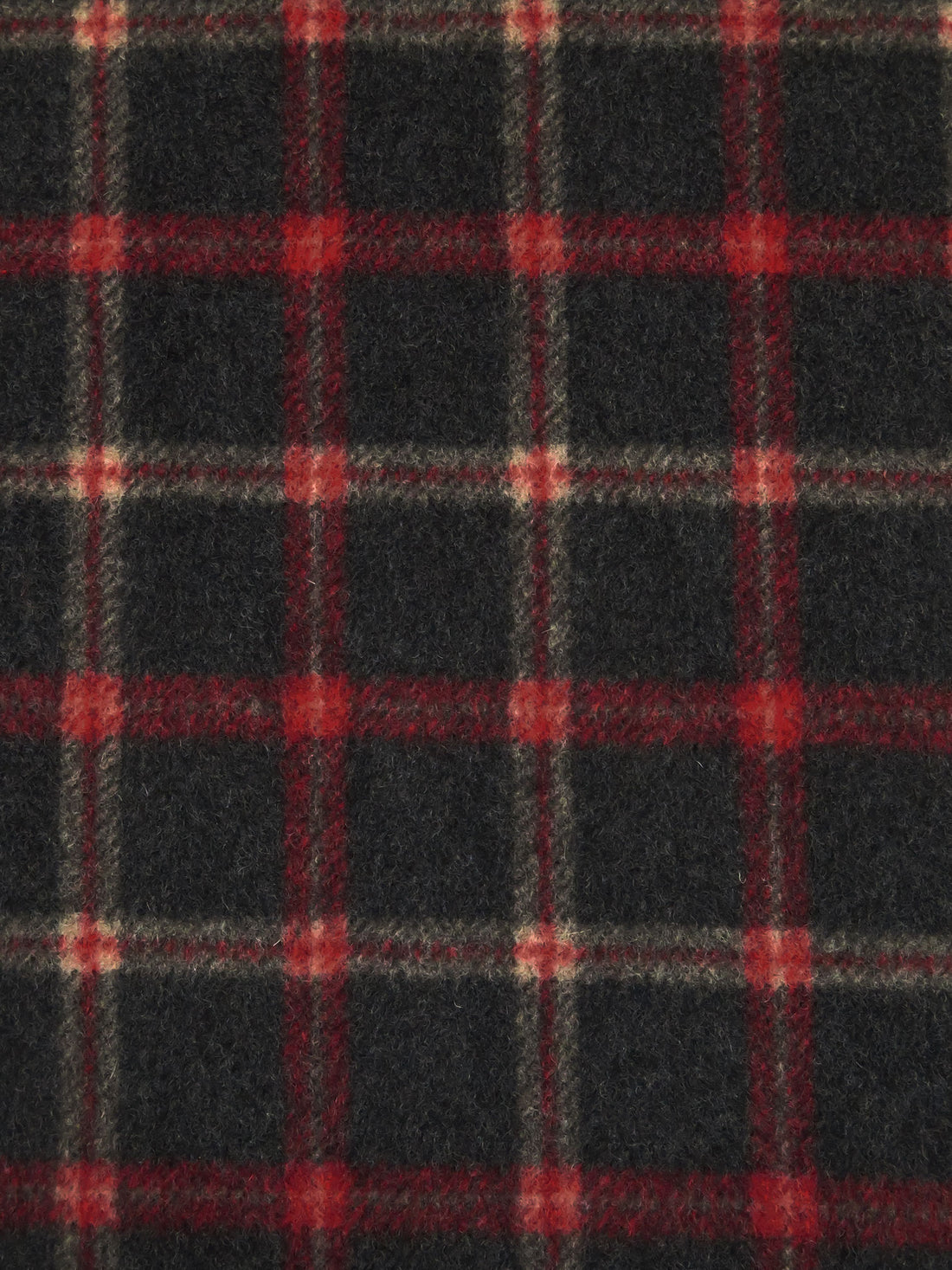 Dark Charcoal/Pale Taupe/Dark Red 100% Wool Plaid Weave Coating 60W
