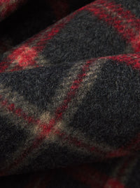 Dark Charcoal/Pale Taupe/Dark Red 100% Wool Plaid Weave Coating 60W