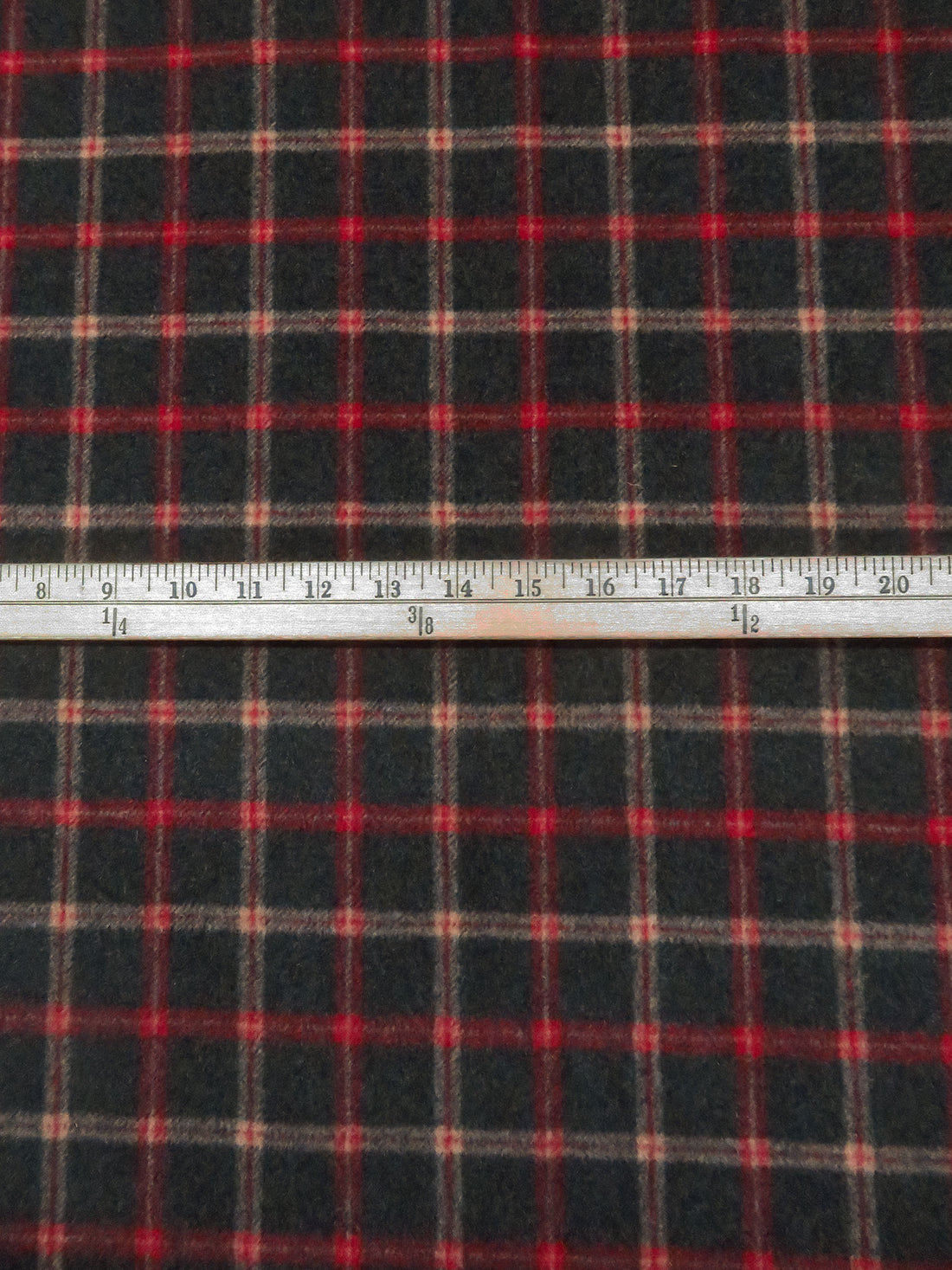 Dark Charcoal/Pale Taupe/Dark Red 100% Wool Plaid Weave Coating 60W