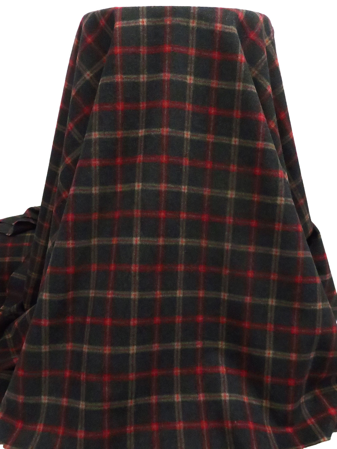 Dark Charcoal/Pale Taupe/Dark Red 100% Wool Plaid Weave Coating 60W