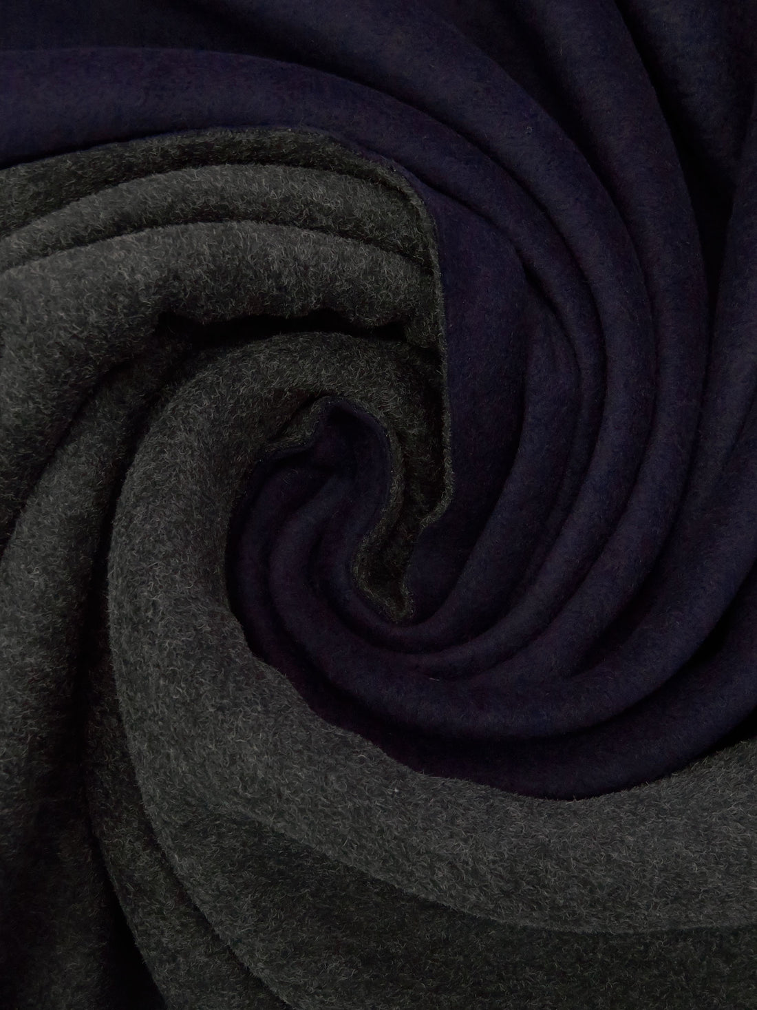 Dark Charcoal/Midnight Blue-Violet 100% Wool Double Faced Coating 60W