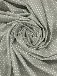 Ash Gray/White Polyester/Cotton Mini Polka Dot Print Broadcloth 58W