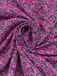 Dark Byzantium/Hot Pink/Sizzling Red/Multi 100% Rayon Floral Print Shirting 58W