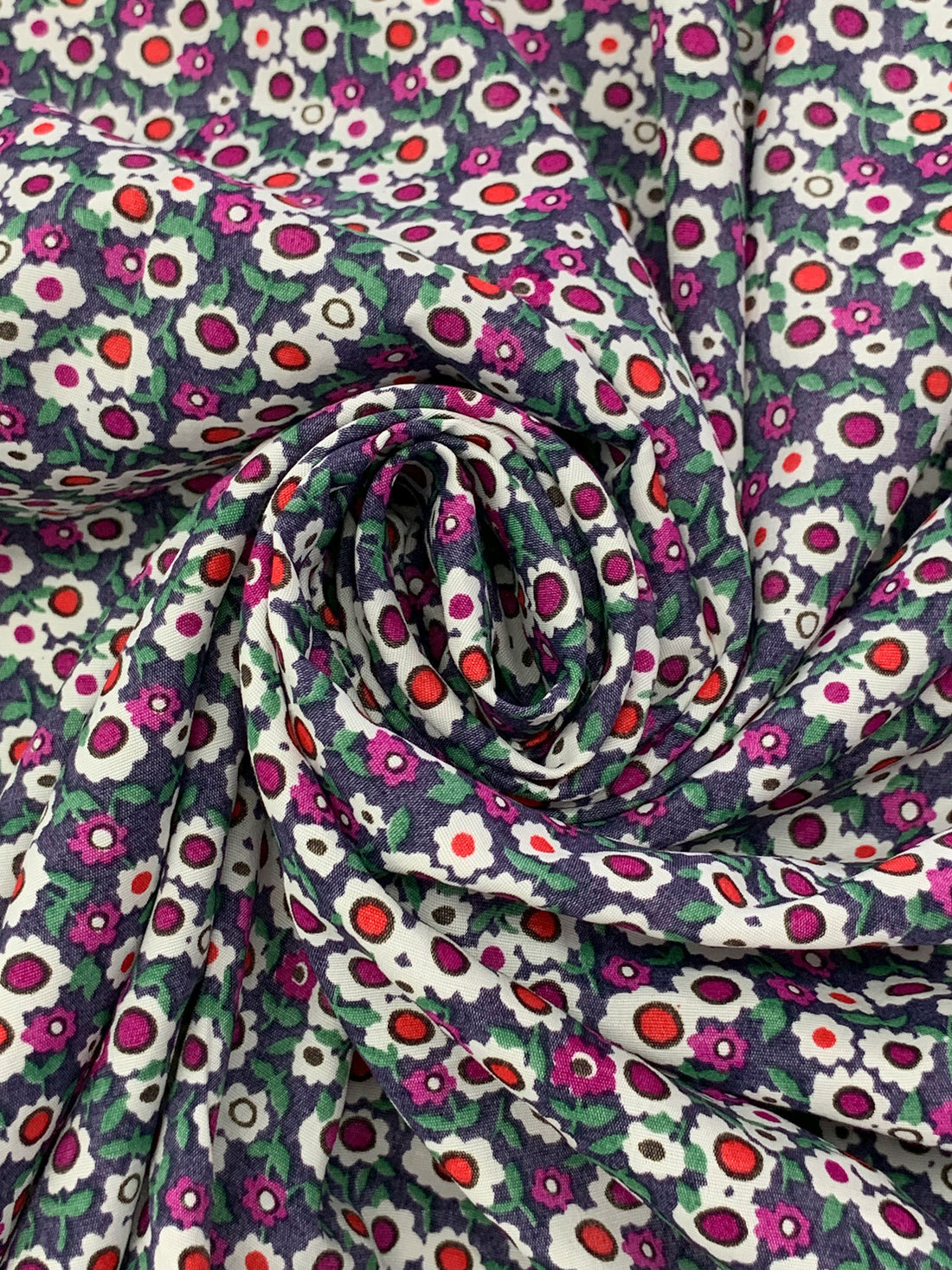 Dark Grape/Cadmium Red/White/Multi 100% Rayon Floral Print Shirting 56W
