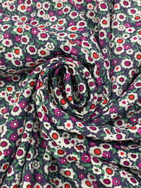 Dark Grape/Cadmium Red/White/Multi 100% Rayon Floral Print Shirting 56W