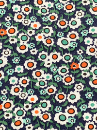 Deep Blueberry/Mandarin/White/Multi 100% Rayon Floral Print Shirting 56W