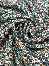 Deep Blueberry/Mandarin/White/Multi 100% Rayon Floral Print Shirting 56W
