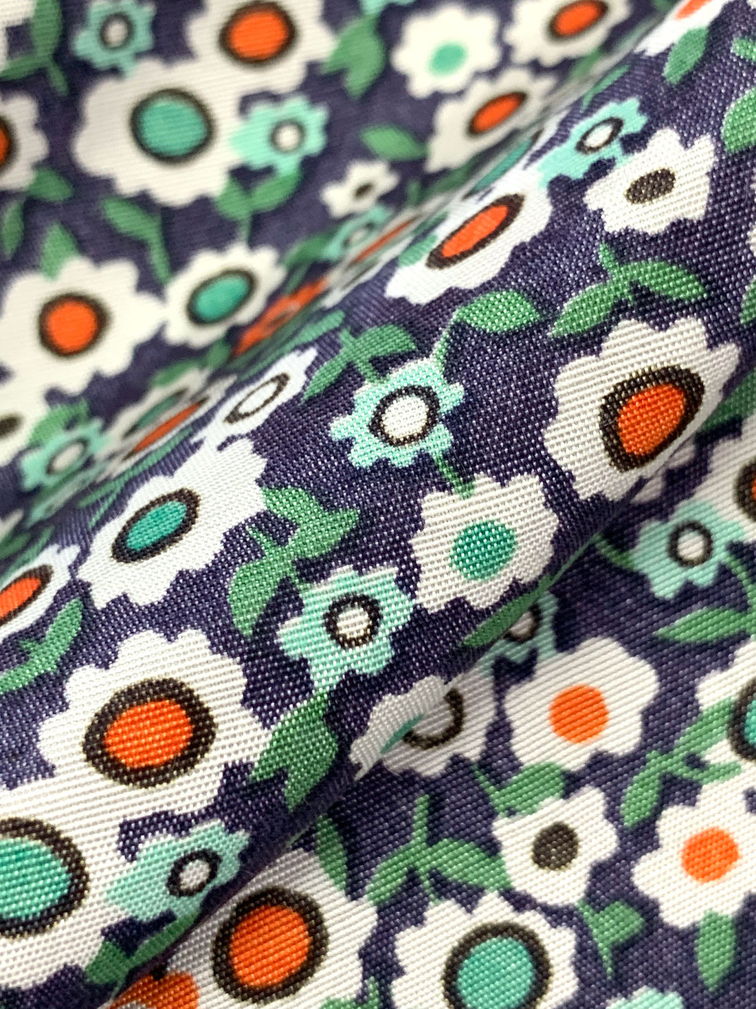 Deep Blueberry/Mandarin/White/Multi 100% Rayon Floral Print Shirting 56W