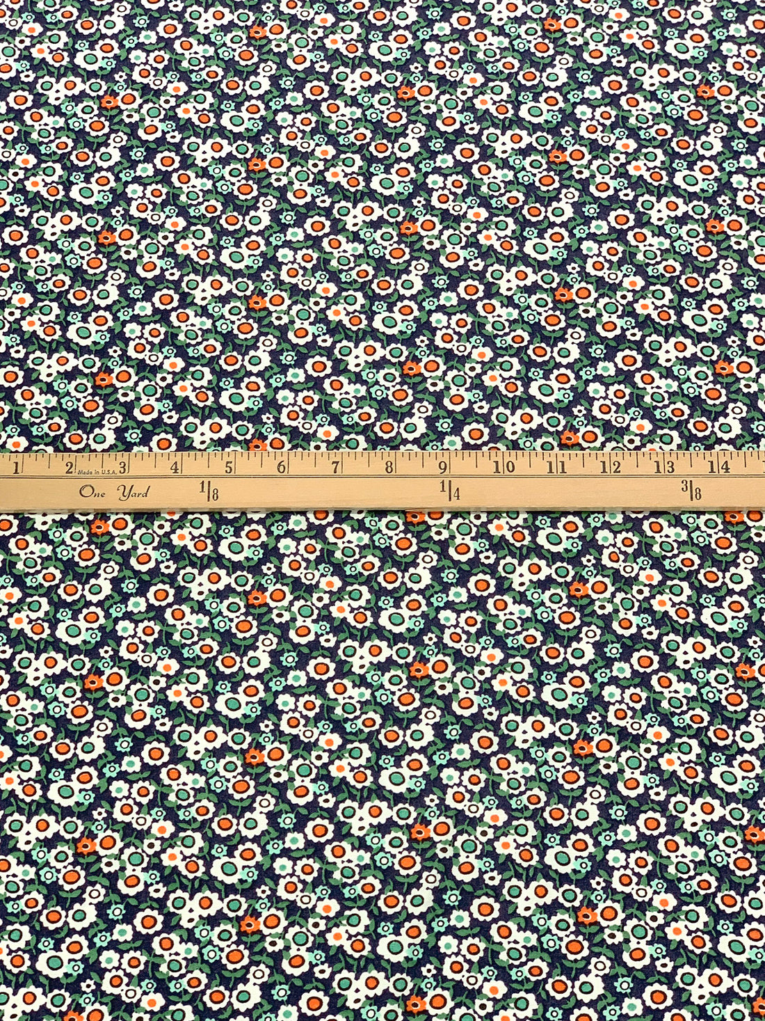 Deep Blueberry/Mandarin/White/Multi 100% Rayon Floral Print Shirting 56W