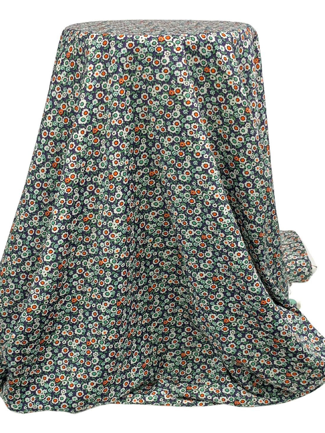 Deep Blueberry/Mandarin/White/Multi 100% Rayon Floral Print Shirting 56W