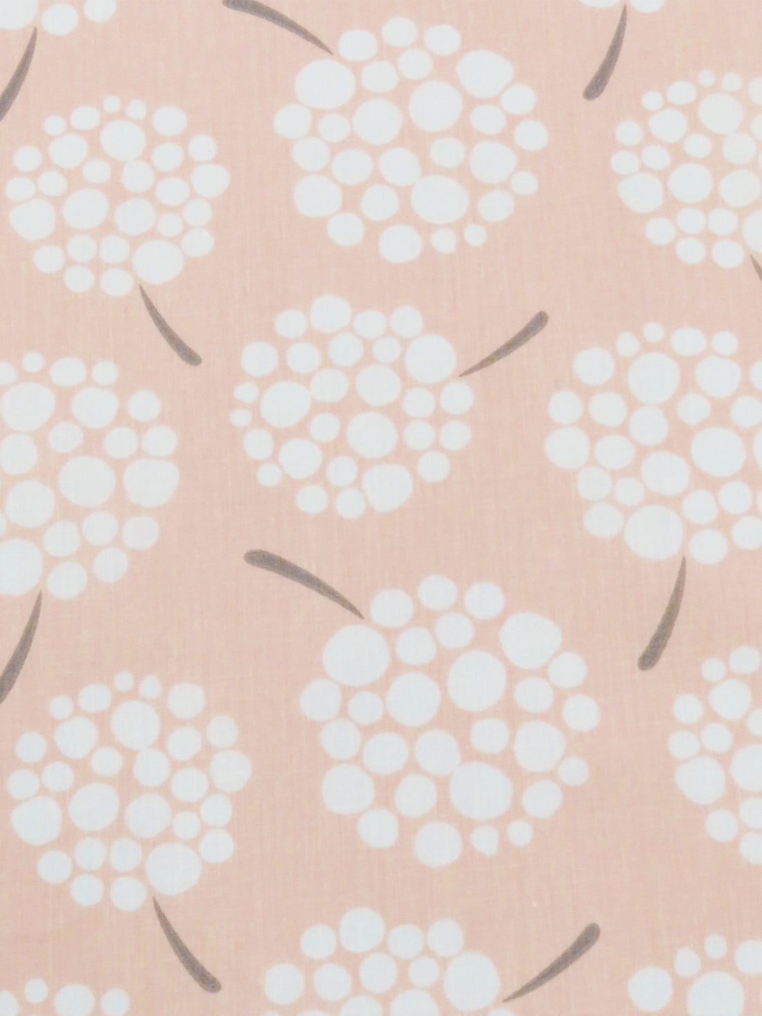 Muted Peach/White/Muted Lead Gray Polyester/Cotton Abstract Floral Print Broadcloth 58W