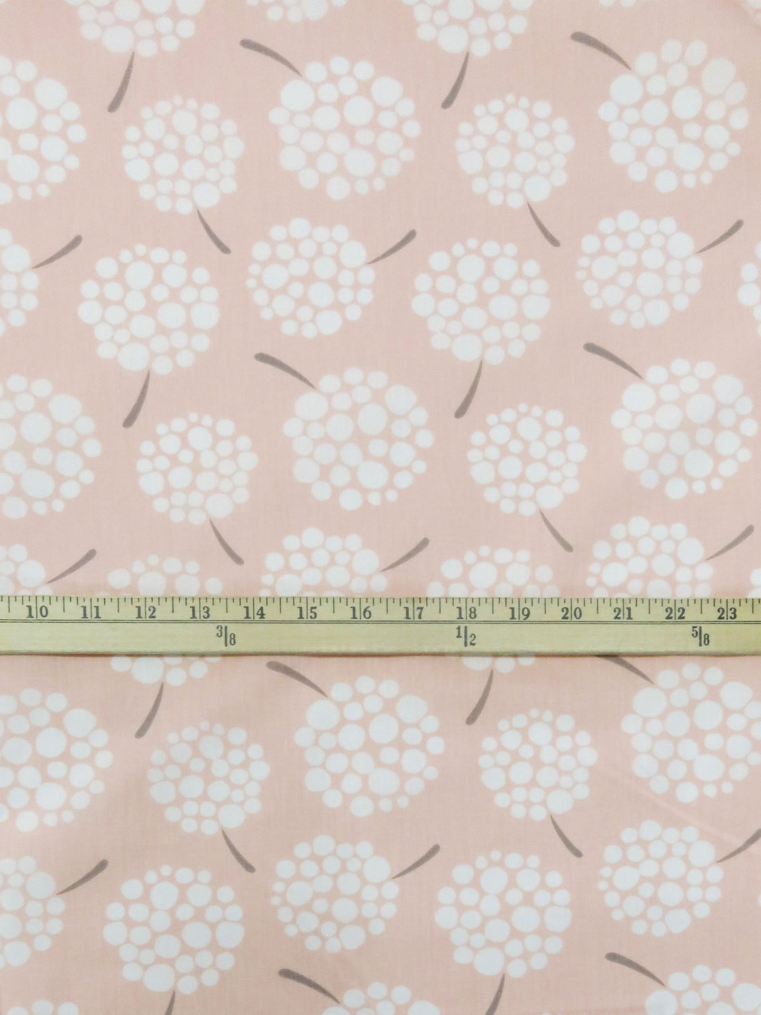 Muted Peach/White/Muted Lead Gray Polyester/Cotton Abstract Floral Print Broadcloth 58W
